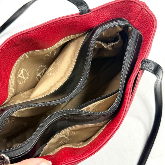 Vintage La Tour Eiffel Paris Red Leather Shoulder Bag - Picture 4 of 12